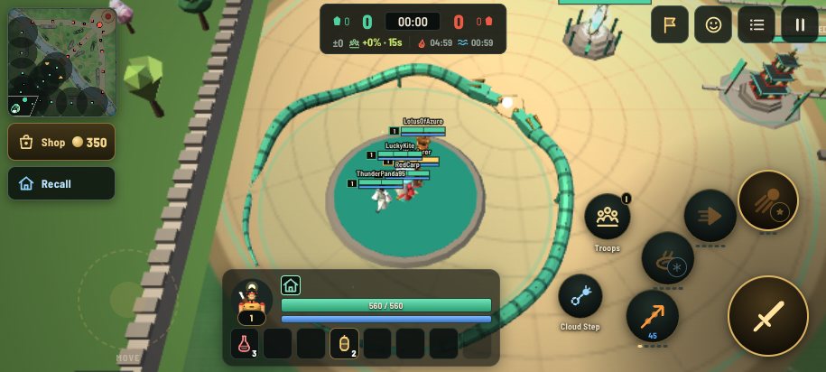 The battle screen on a phone
